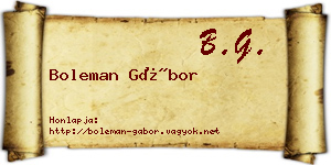 Boleman Gábor névjegykártya